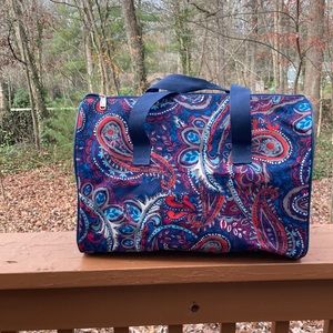 New Directions blue and red paisley duffle bag